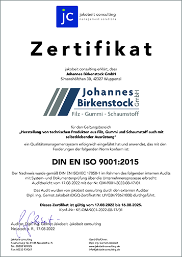 Zertifikat DIN EN ISO 9001:2015