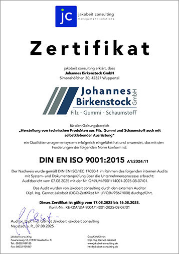 Zertifikat DIN EN ISO 9001:2015